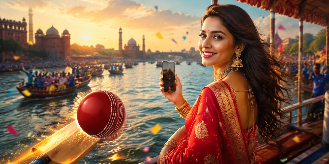Indian woman happily betting on cricket matches